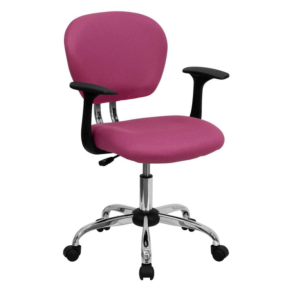 Swivel Mid-Back Pink Mesh Task Chair with Chrome Base