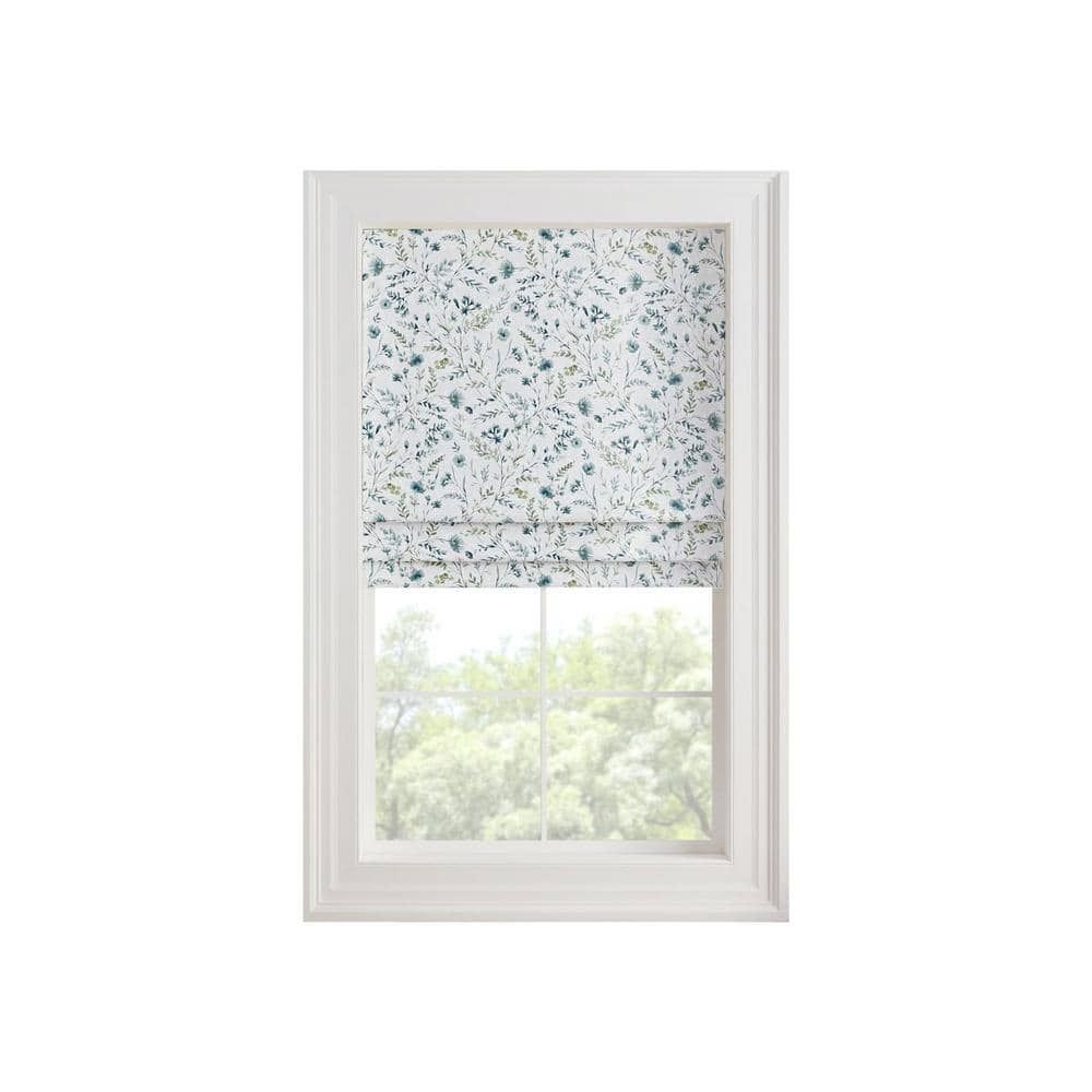 Marine Botanical Cordless Blackout Roman Shade 23'' x 64''