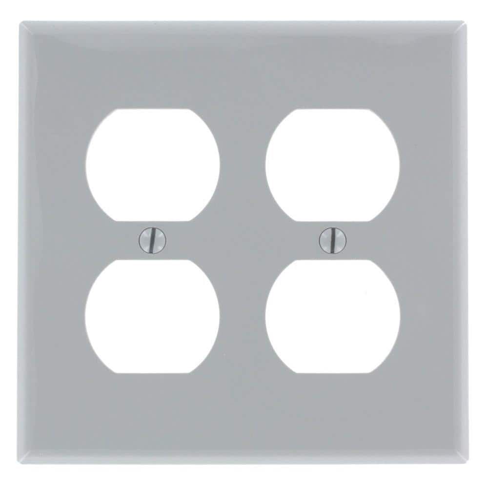 Gray Thermoplastic 2-Gang Duplex Outlet Wall Plate