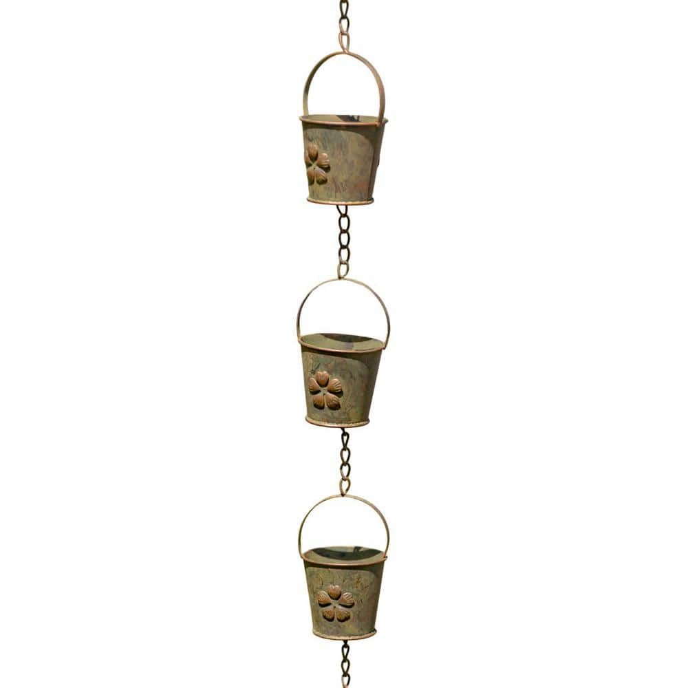 78 in. Antique Copper Iron Bucket Rain Chain