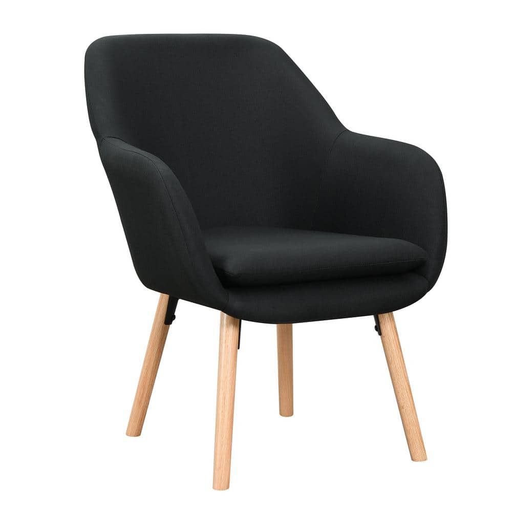 Charlotte Wingback Black Velvet Accent Chair with Sustainably Sourced Wood