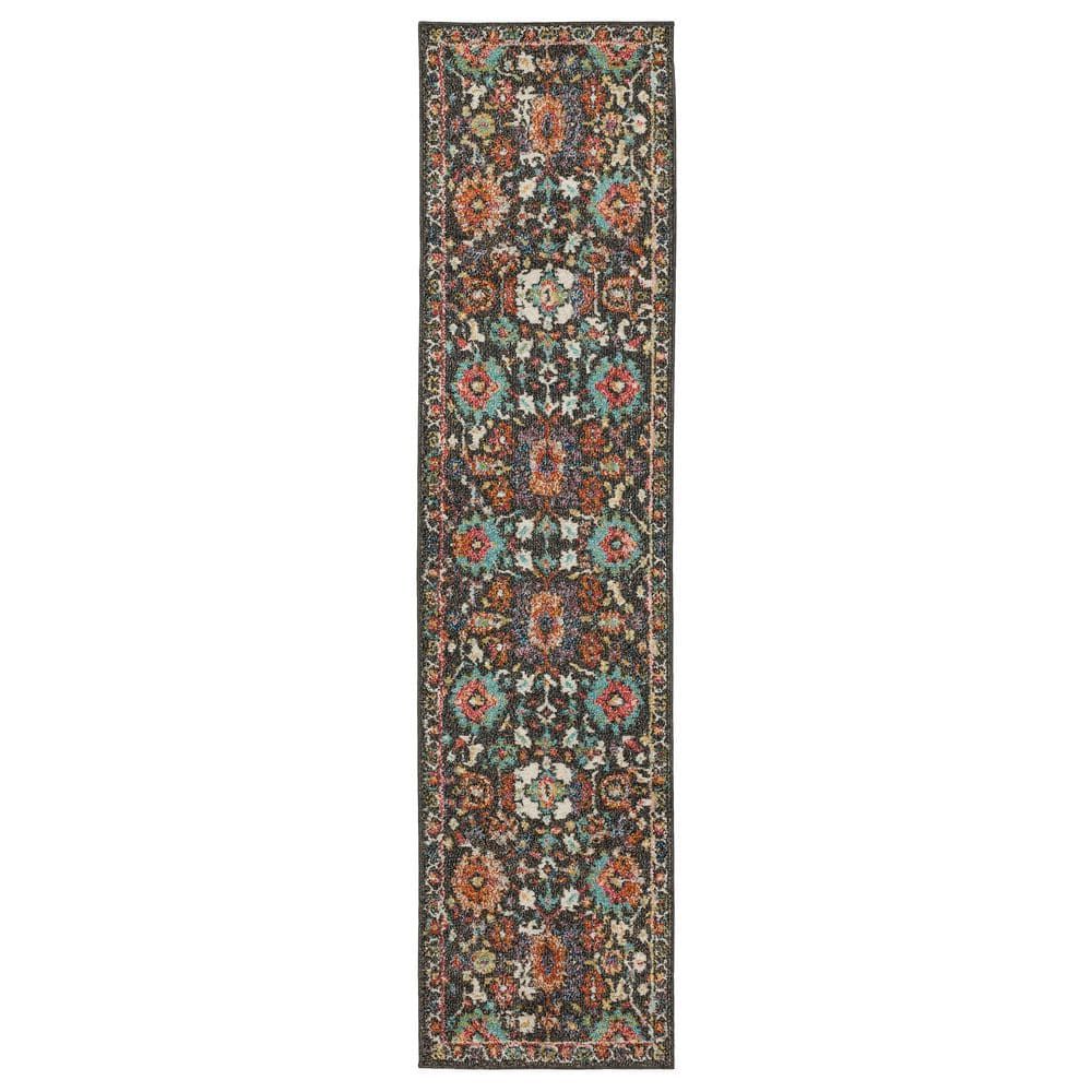 Norwood Multi-Color Synthetic 2' x 10' Non-Slip Runner Rug