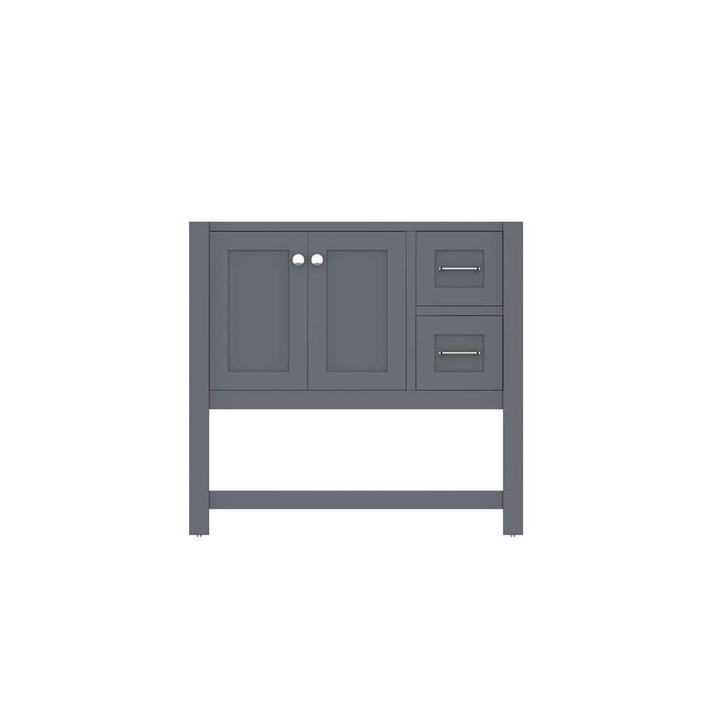 Gray Solid Wood Freestanding Vanity Base with Open Shelves