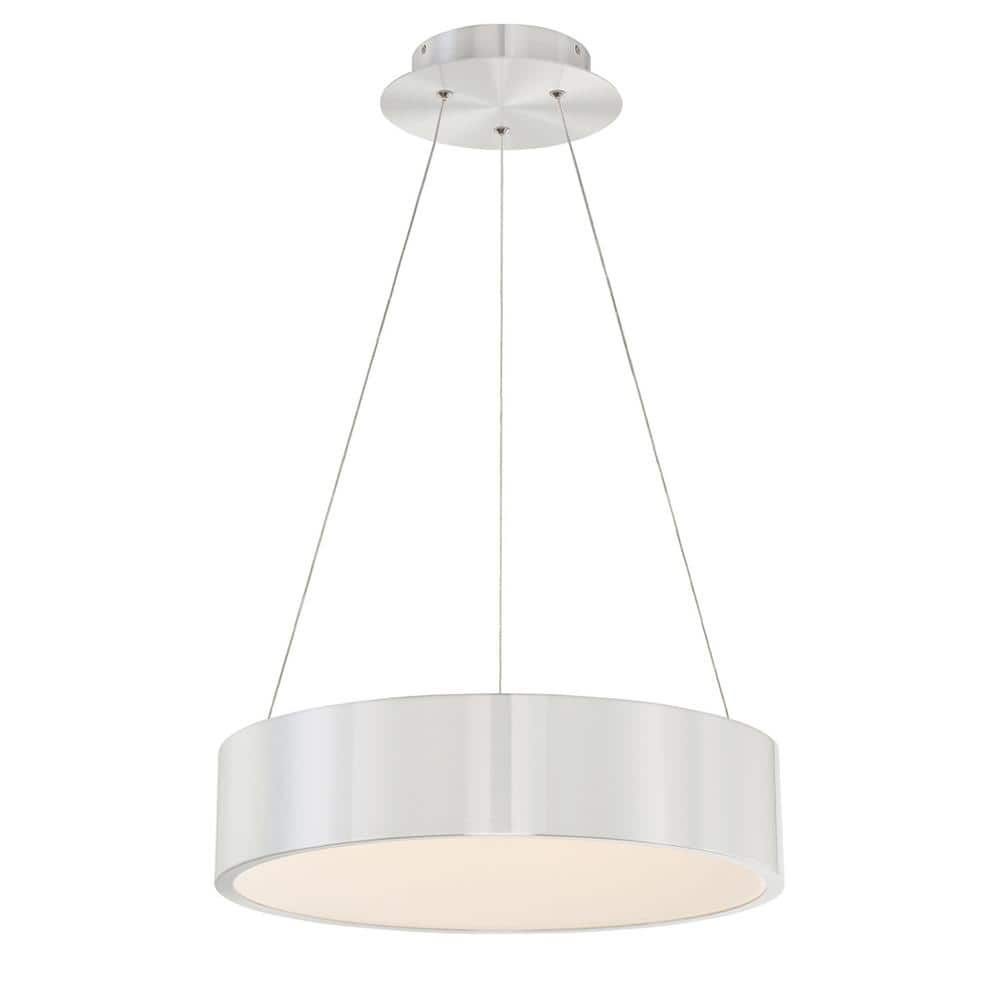 Corso Brushed Aluminum 18" LED Drum Pendant with Frosted Diffuser