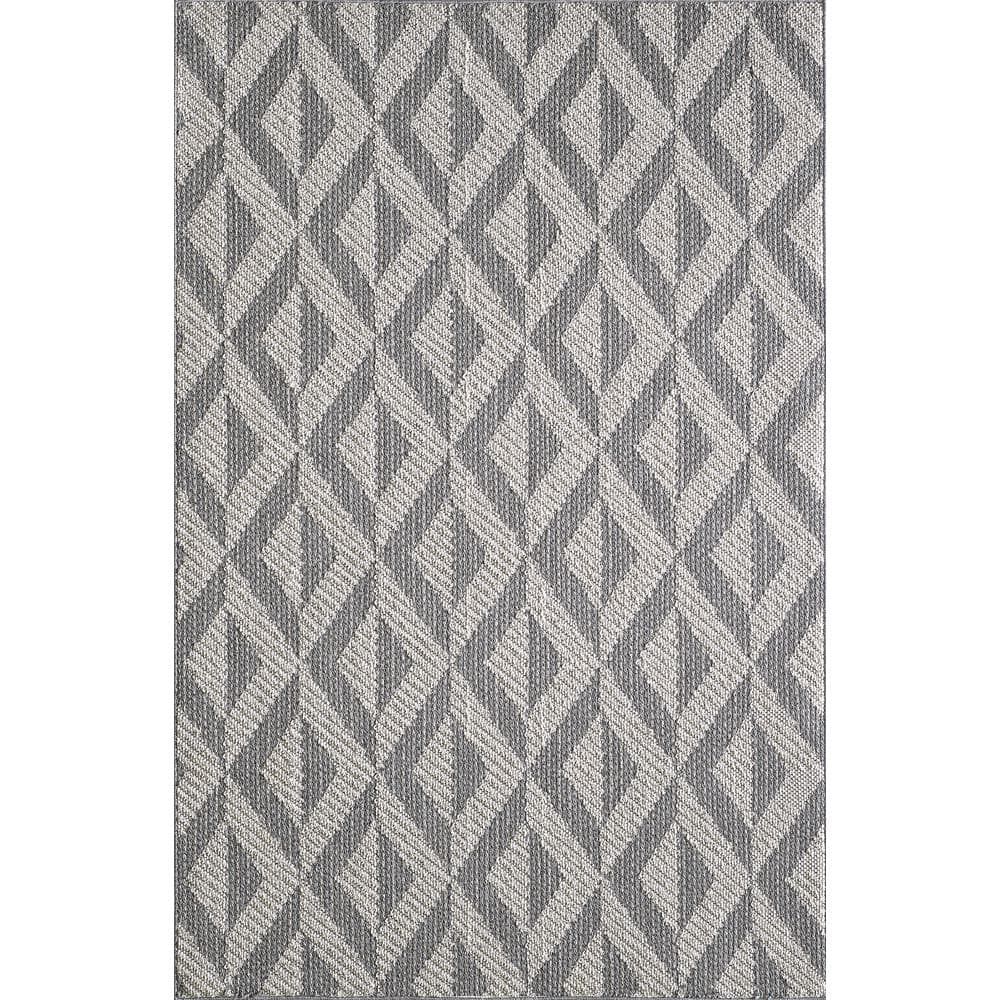 Modern Terrace 94"x121" Gray Synthetic Easy-Care Area Rug