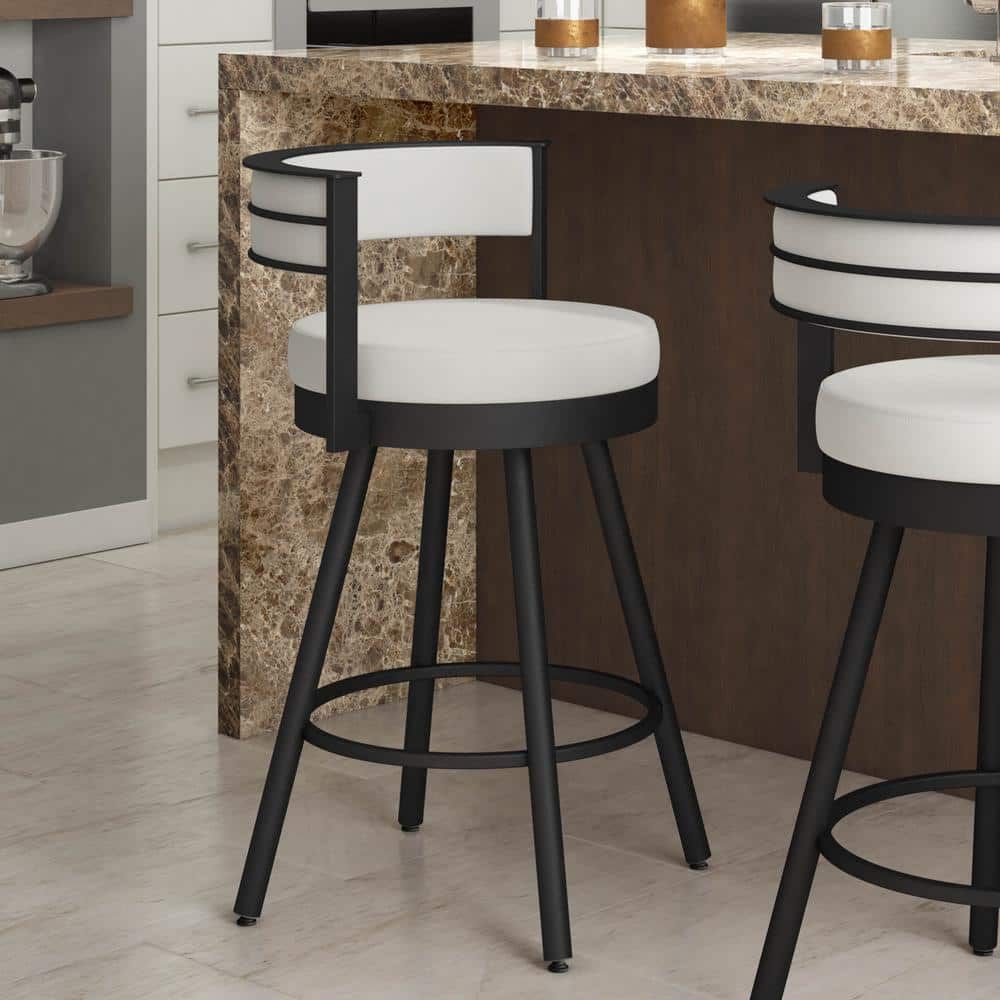 Eller 26" White Metal Swivel Counter Stool