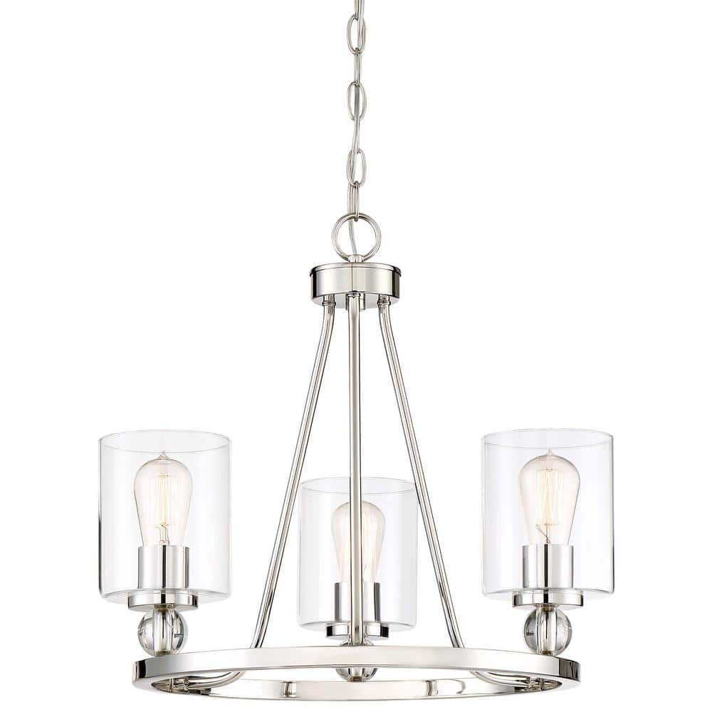 Mini Elegance Crystal 3-Light Chandelier in Polished Nickel