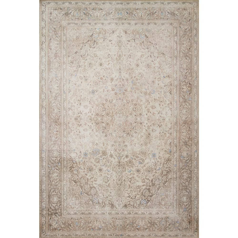 Gray and Beige Polyester Oriental Runner Rug 2'-6" x 7'-6"