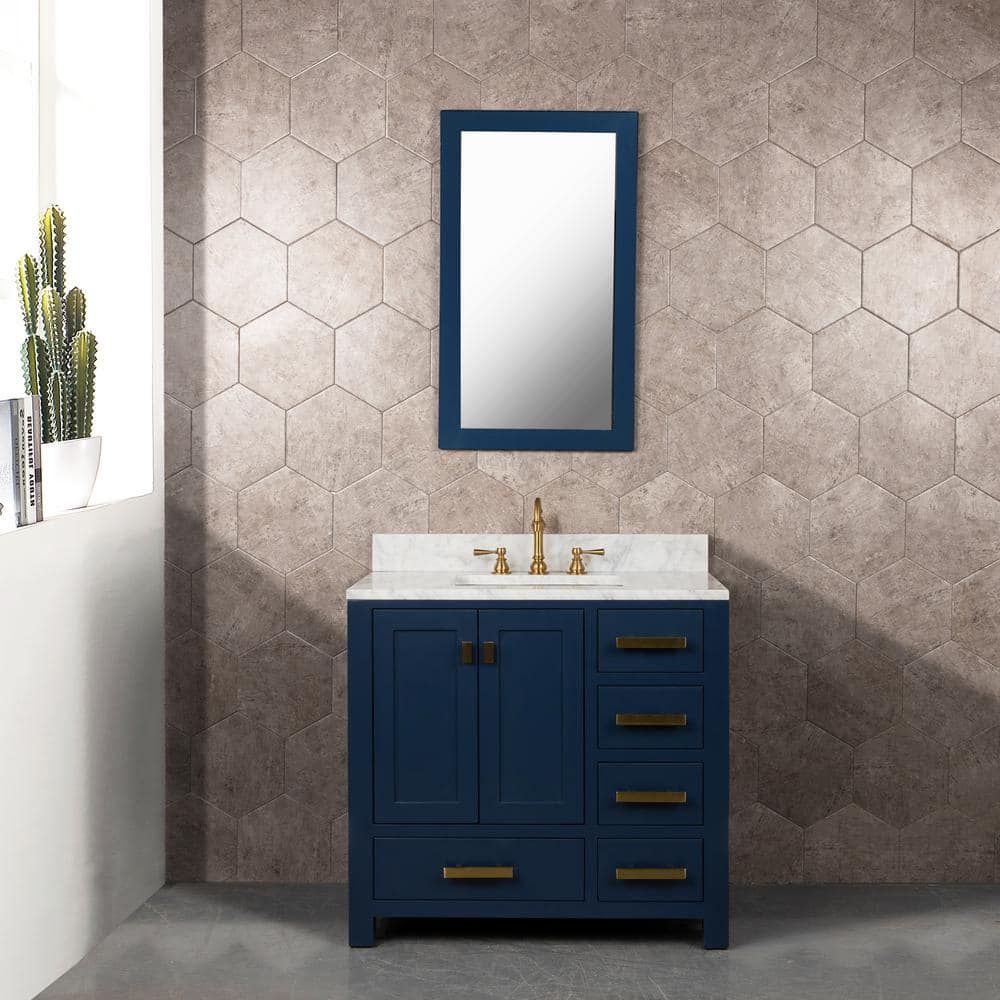 Monarch Blue Solid Wood Double Sink Vanity with Gold Hardware