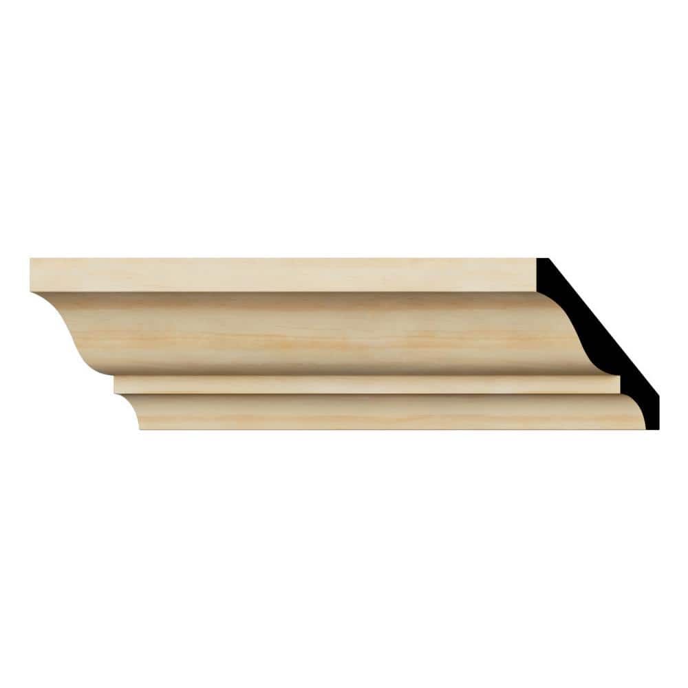 Natural Pine Wood Crown Molding, 96-inch Length