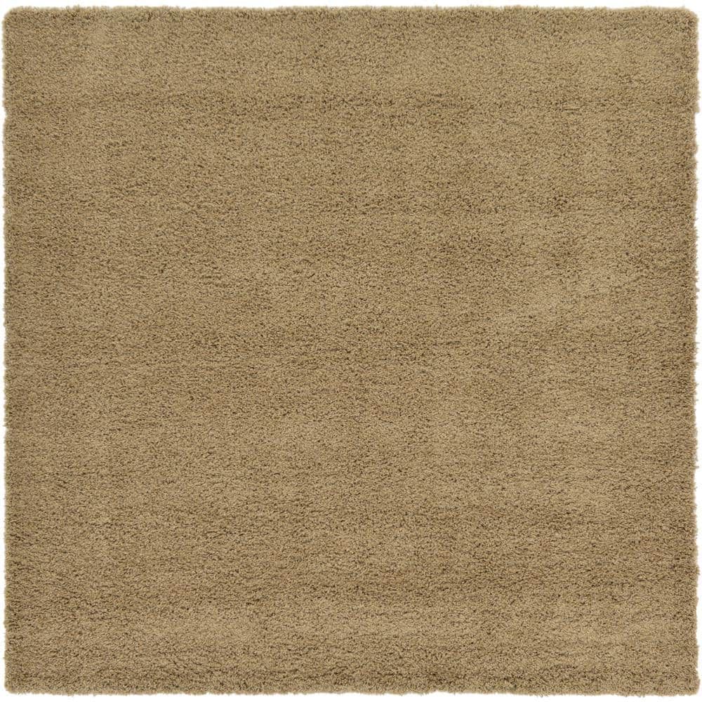 Sandy Brown Square Shag Rug with Easy Care