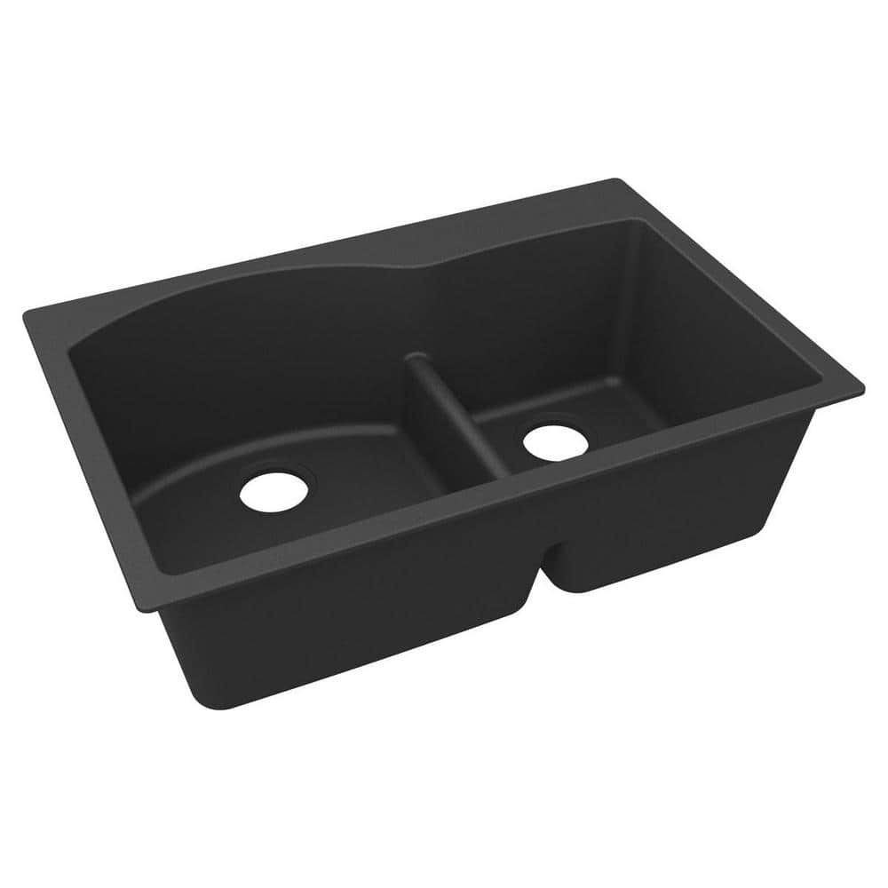 Matte Black Double Bowl Granite Composite Kitchen Sink