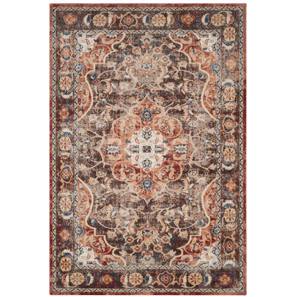 Blue Floral Motif Synthetic 10' x 14' Area Rug