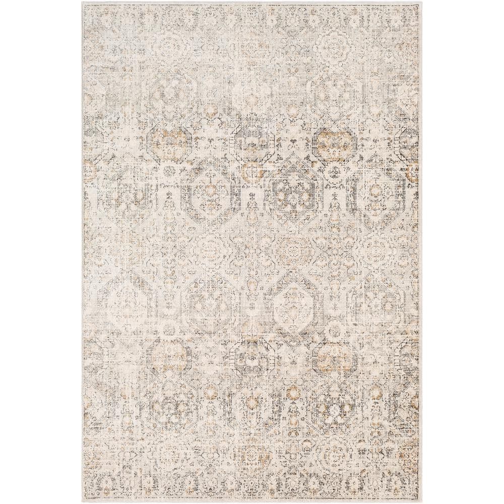 Elegance Beige Rectangular Synthetic Easy-Care Area Rug