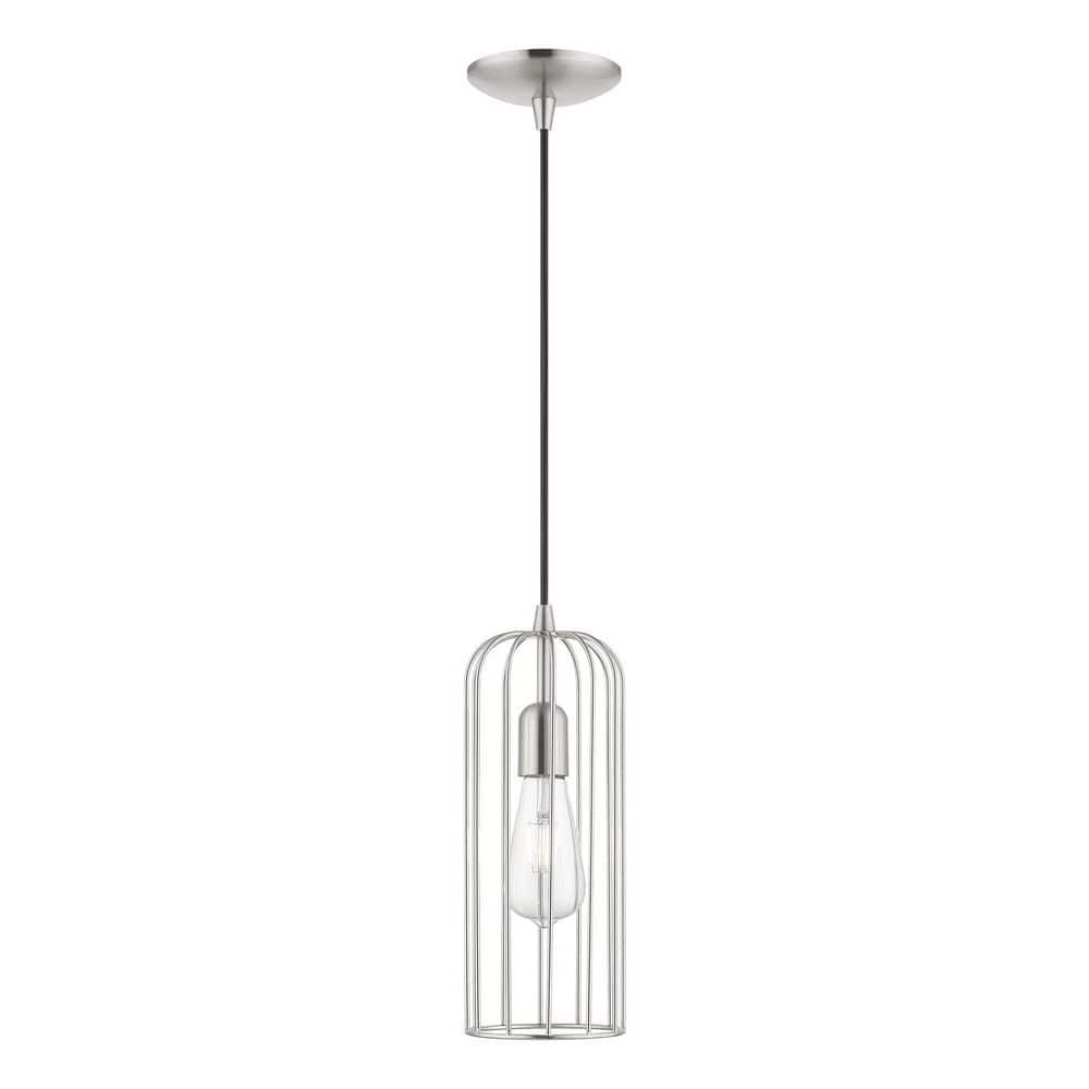 Glenbrook Brushed Nickel Mini Pendant with Open Cage Design