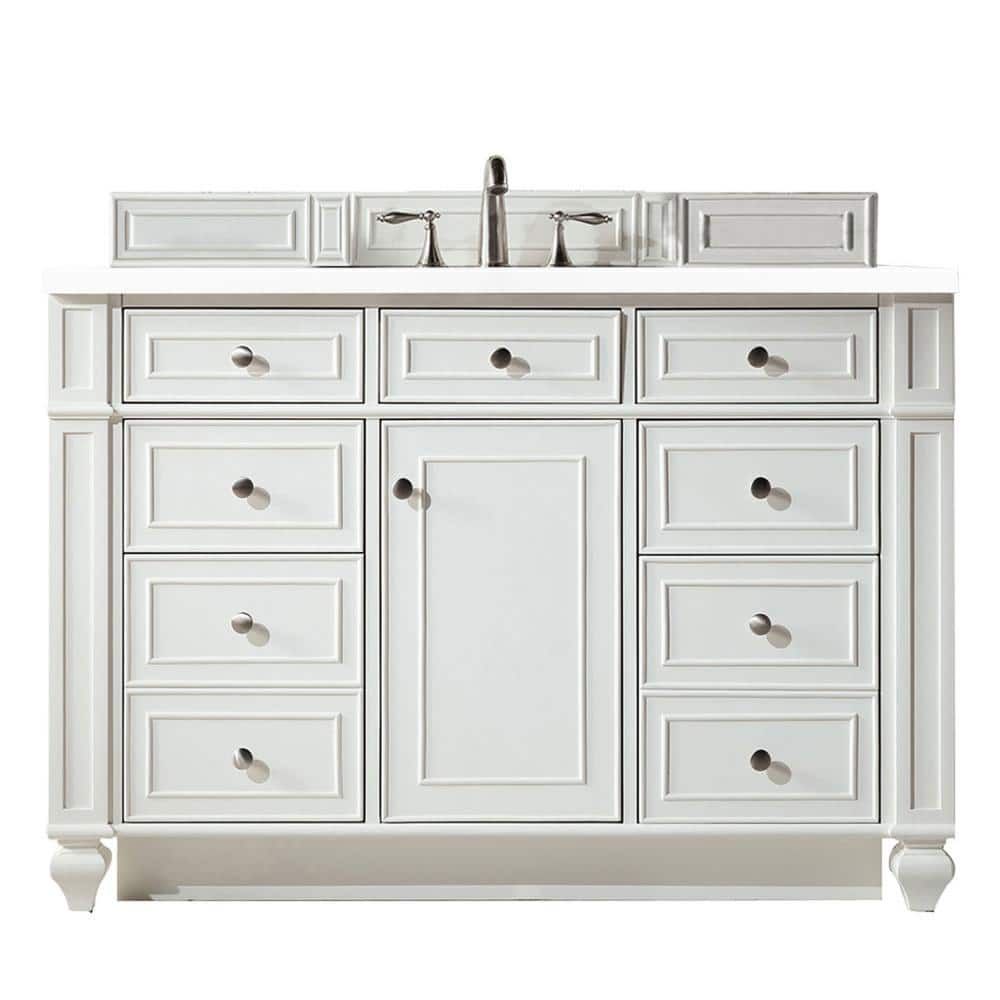 Bright White Plywood Transitional Freestanding Vanity with Veneer Finish