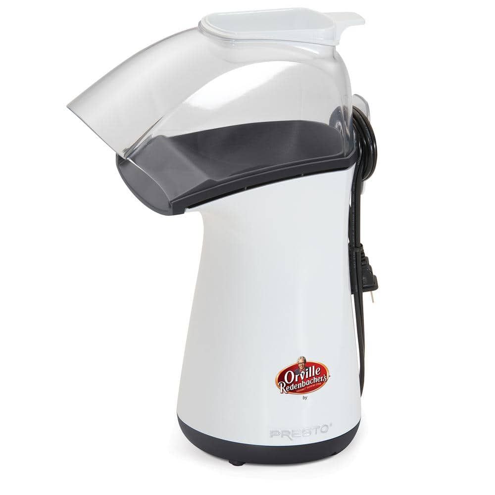White and Black Hot Air Popcorn Maker with Measuring Cup