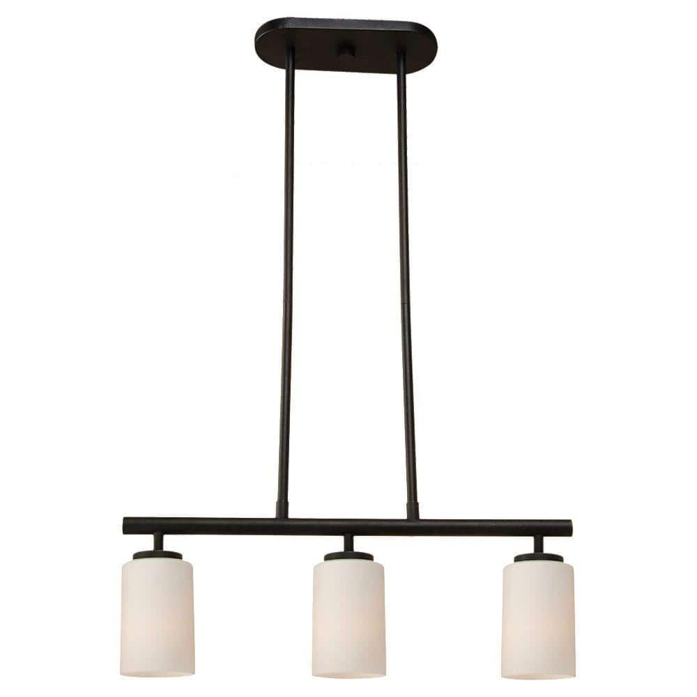 Midnight Black Glass Three Light Island Pendant
