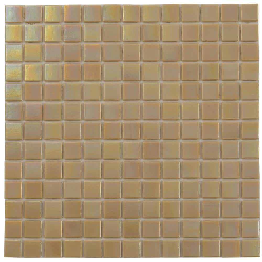 Apollo 12" x 12" Glossy Beige Glass Mosaic Wall and Floor Tile