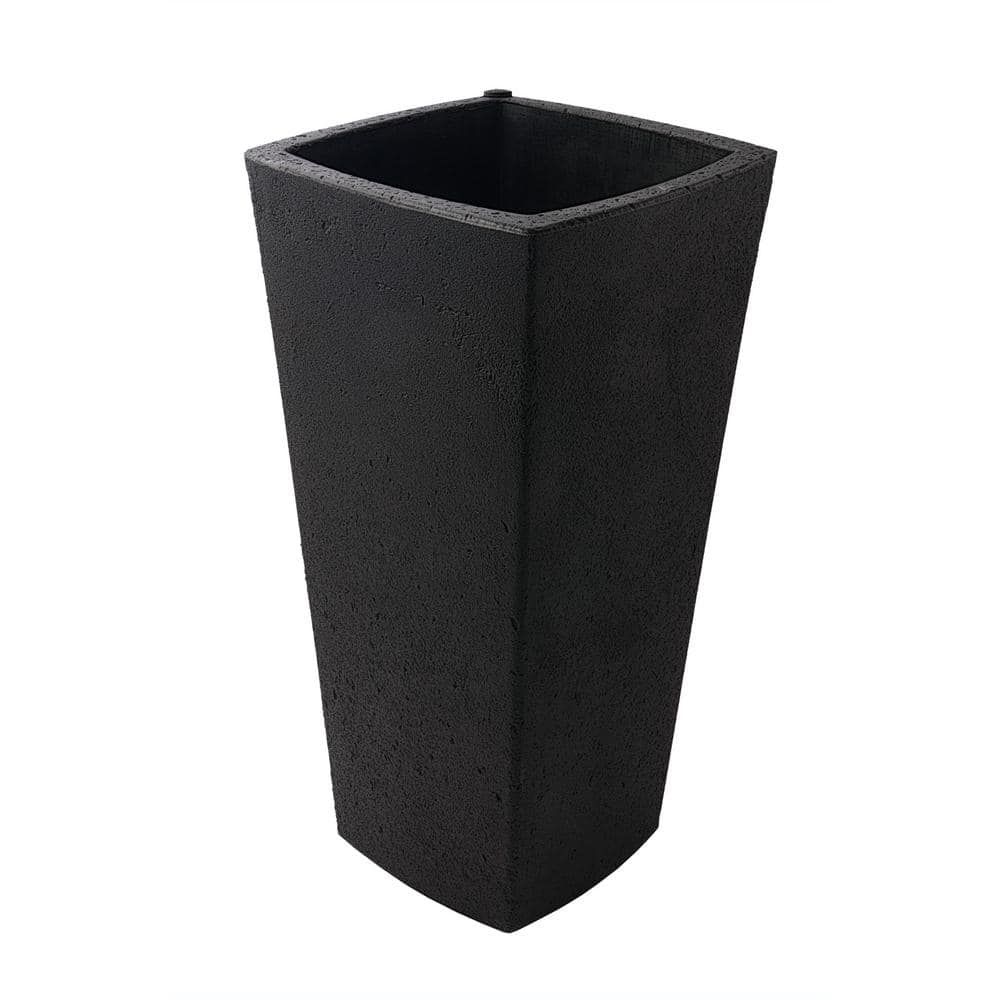 Black Tall Square Self-Watering Plastic Planter