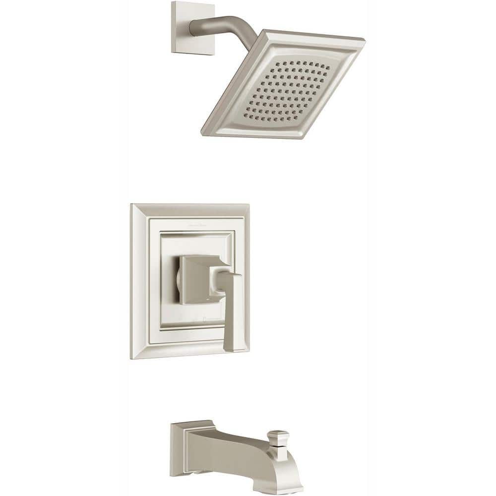 Brushed Nickel Square Wall Mounted Tub and Shower Faucet