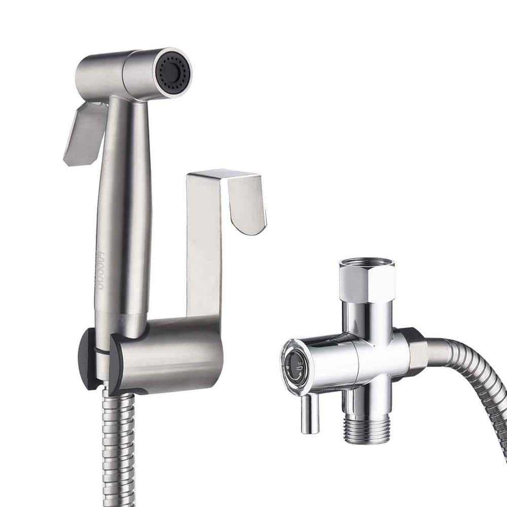 Silver Stainless Steel Handheld Bidet Sprayer with Dual Pressure Modes