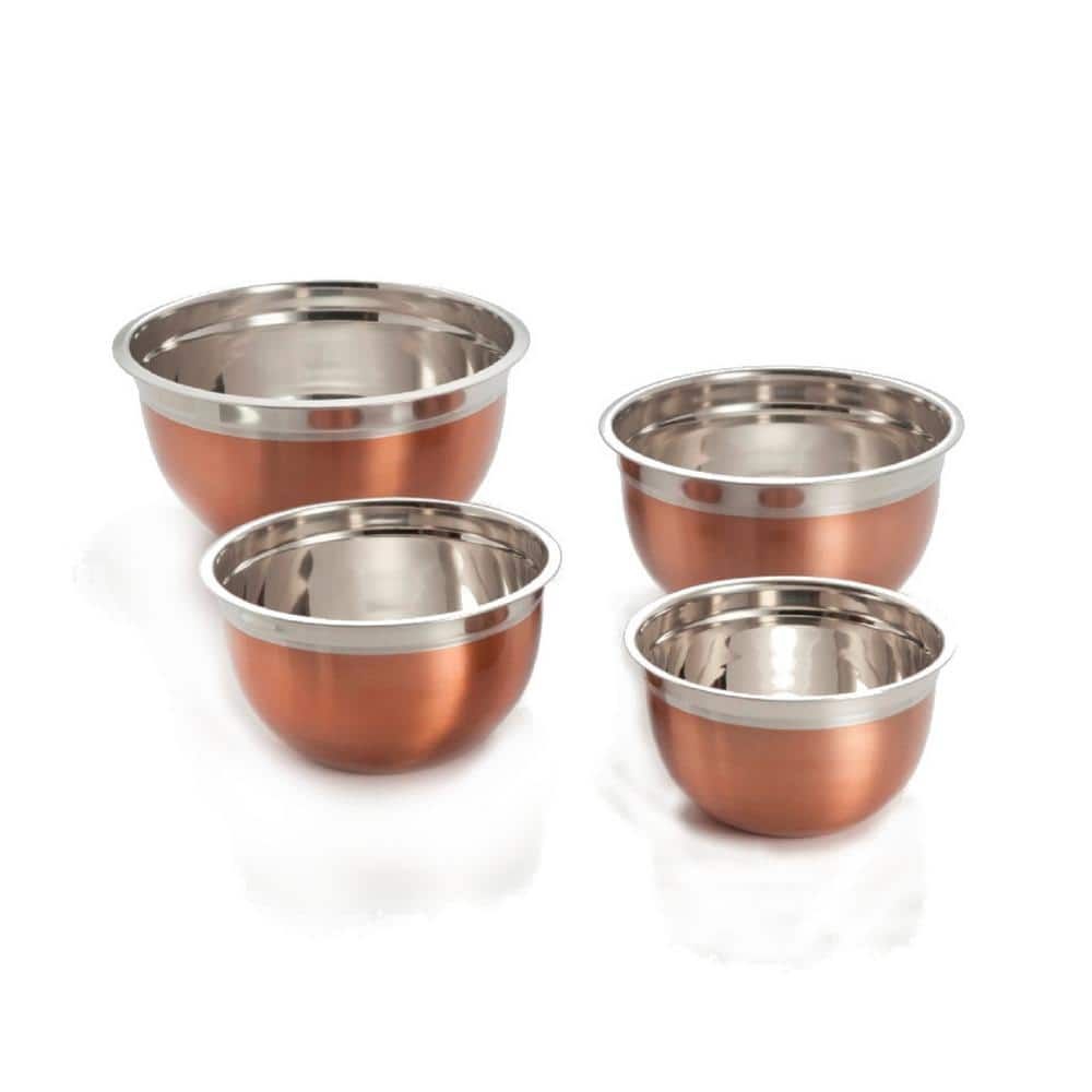 4-Piece Copper and Stainless Steel Mixing Bowl Set