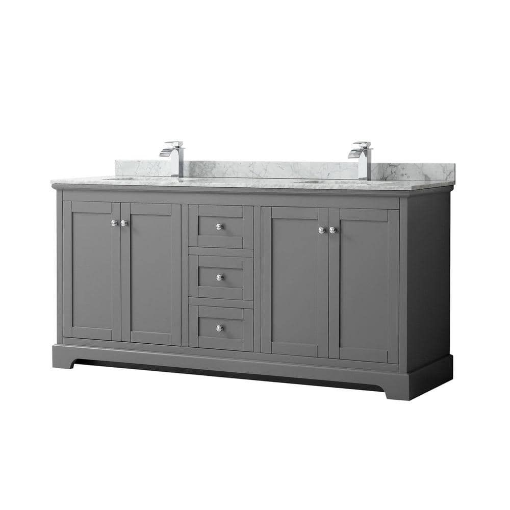 Avery 72" Dark Gray Double Bathroom Vanity with Marble Countertop