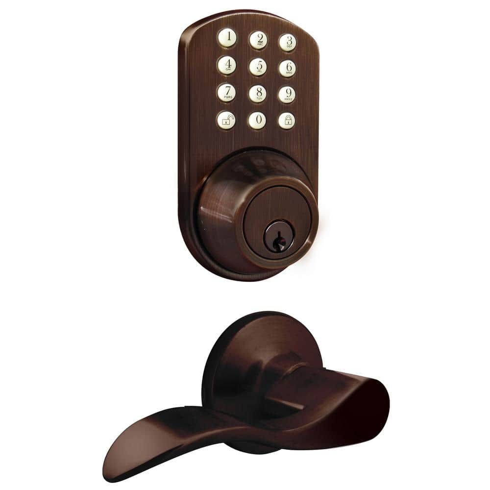 Oil Rubbed Bronze Keyless Entry Deadbolt and Lever Handle Door Lock