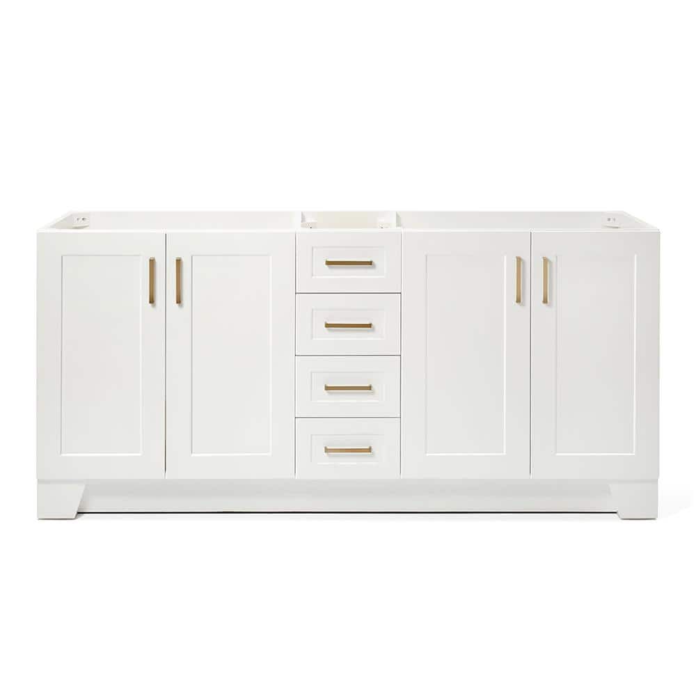 Taylor 72" White Double Freestanding Vanity with Brass Hardware