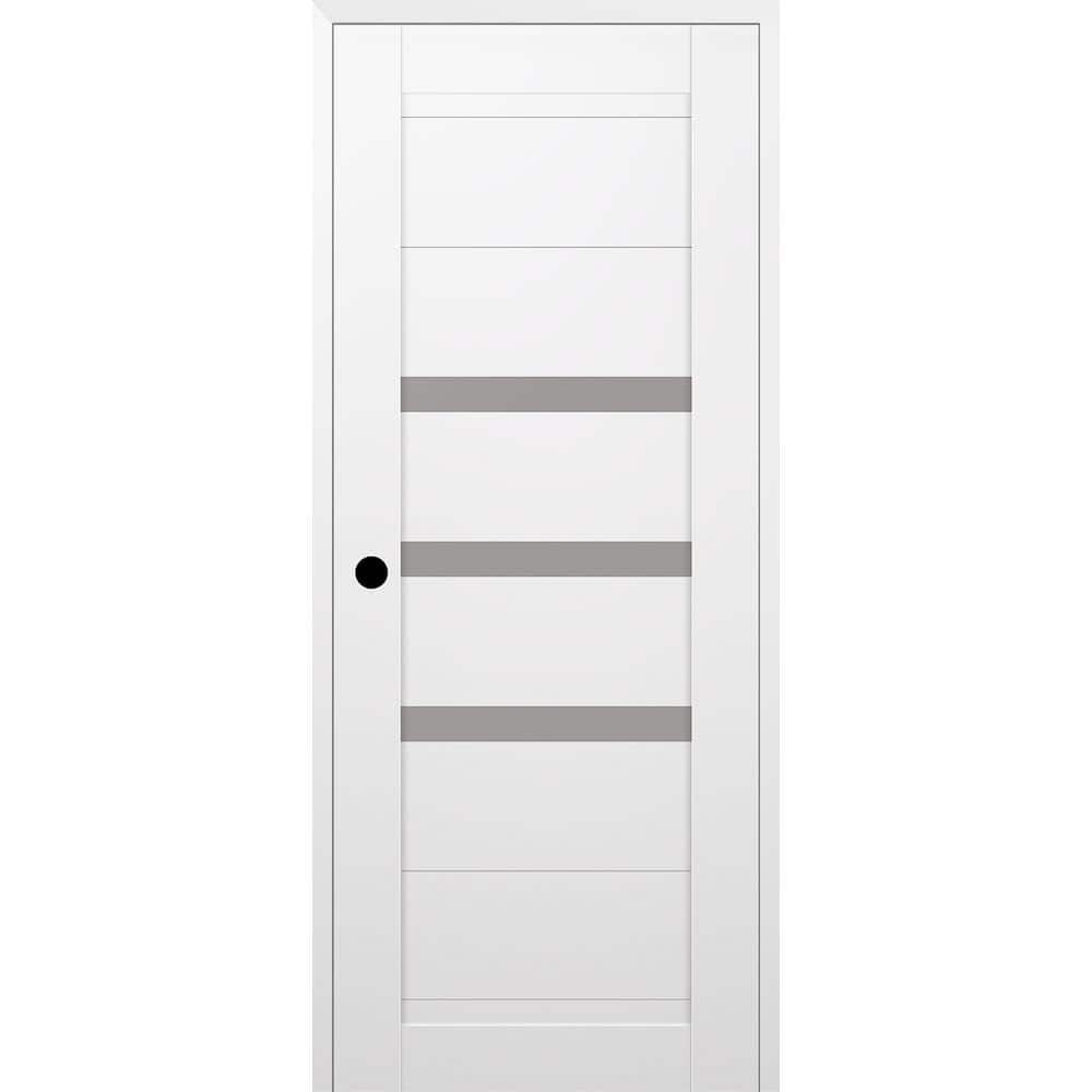 Dora White Pine Composite Prehung Door with Frosted Glass