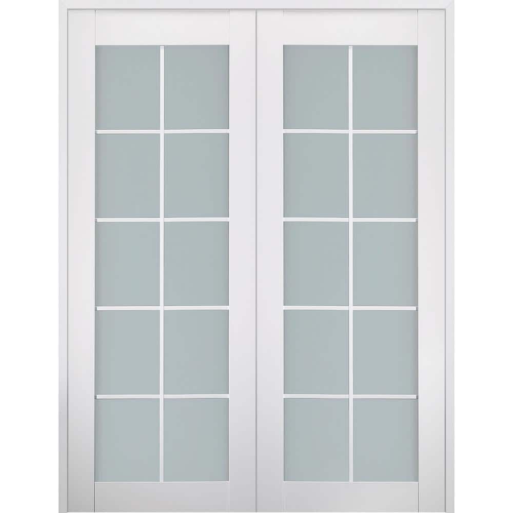 Smart Pro 10 Lite Frosted Glass White Composite French Door