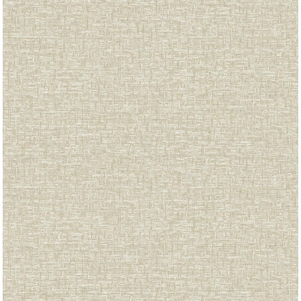 Minerva Light Brown Faux Grasscloth Geometric Wallpaper Roll