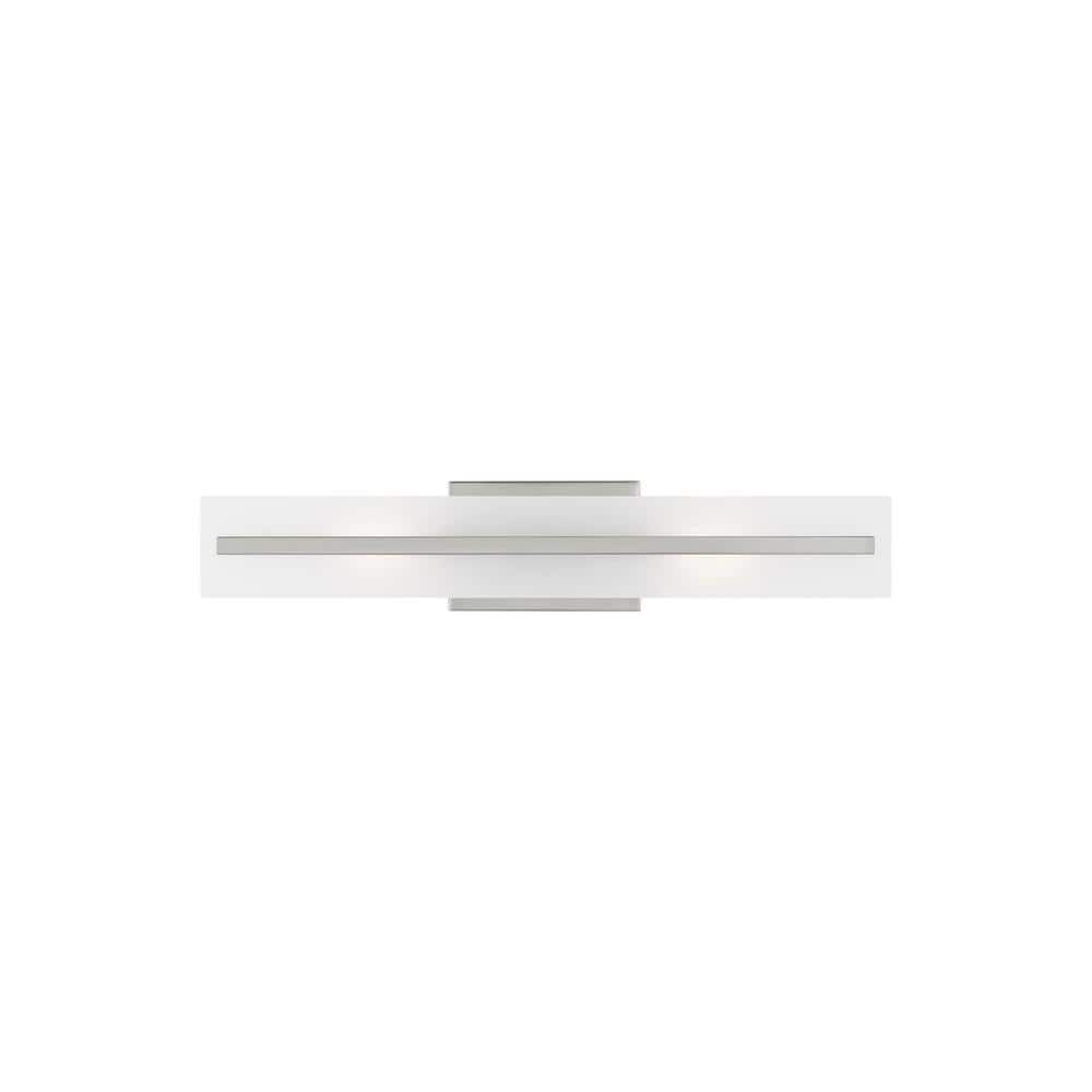 Modern Brushed Nickel 2-Light Bath Vanity with Satin Etched Glass
