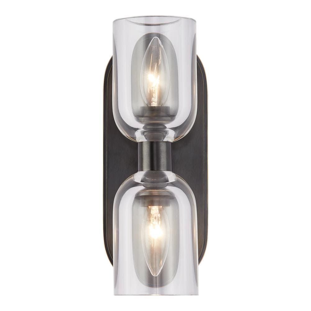 Lucian Urban Bronze and Clear Crystal 2-Light Vanity Bar