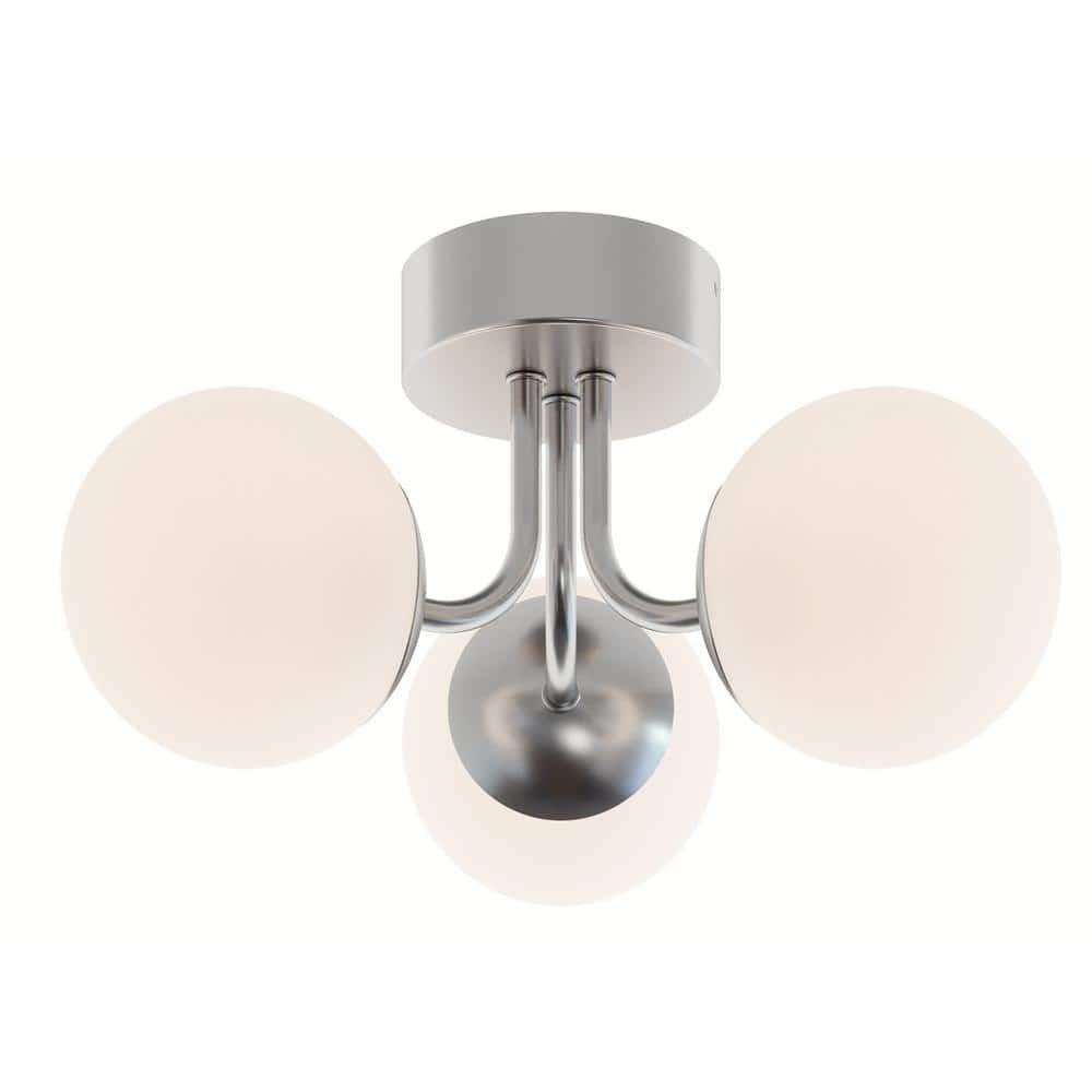 Satin Nickel Modern LED Globe Semi-Flush Mount Light