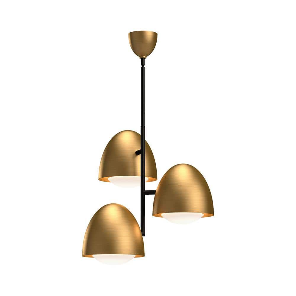 Kenji Black and Gold 24" Chandelier with Opal Matte Glass