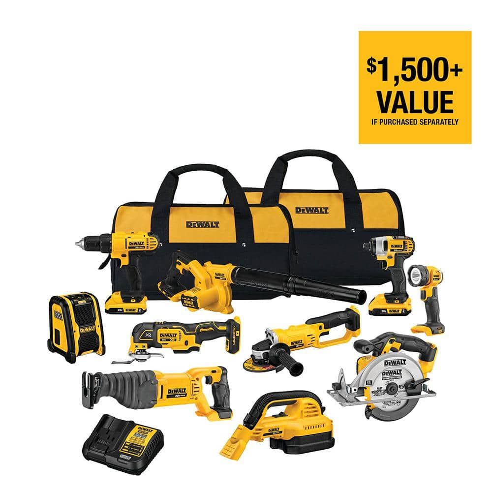 20V MAX Yellow and Black 10-Tool Cordless Combo Kit