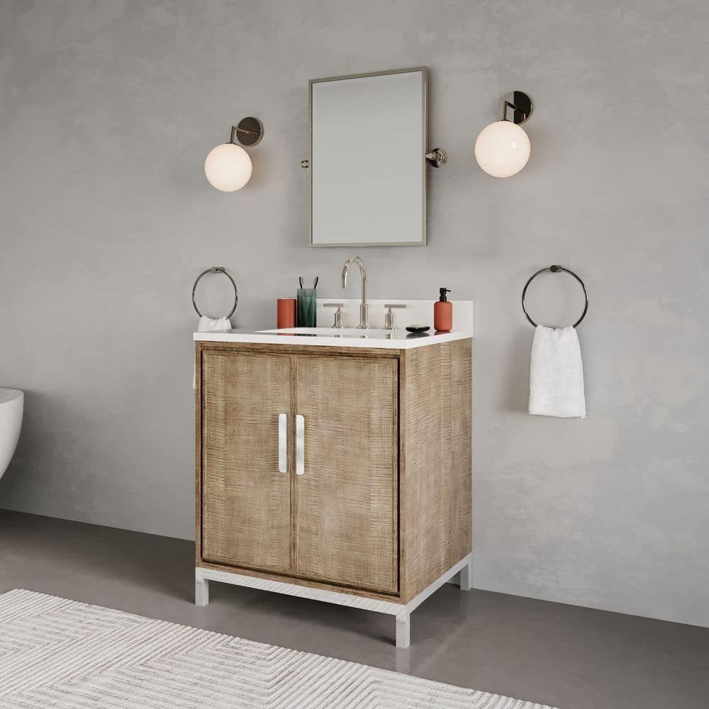 Westin 30" Lustrous Walnut Freestanding Bathroom Vanity with Quartz Top