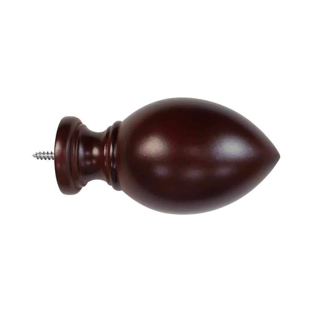 Lumi Antique Mahogany Wood Egg Curtain Rod Finials (2-Pack)