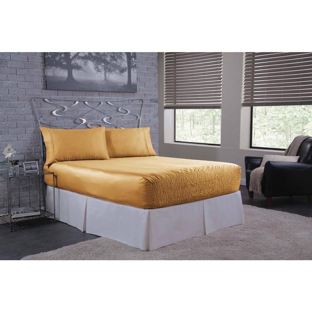 Luxurious Gold Satin California King 4-Piece Sheet Set
