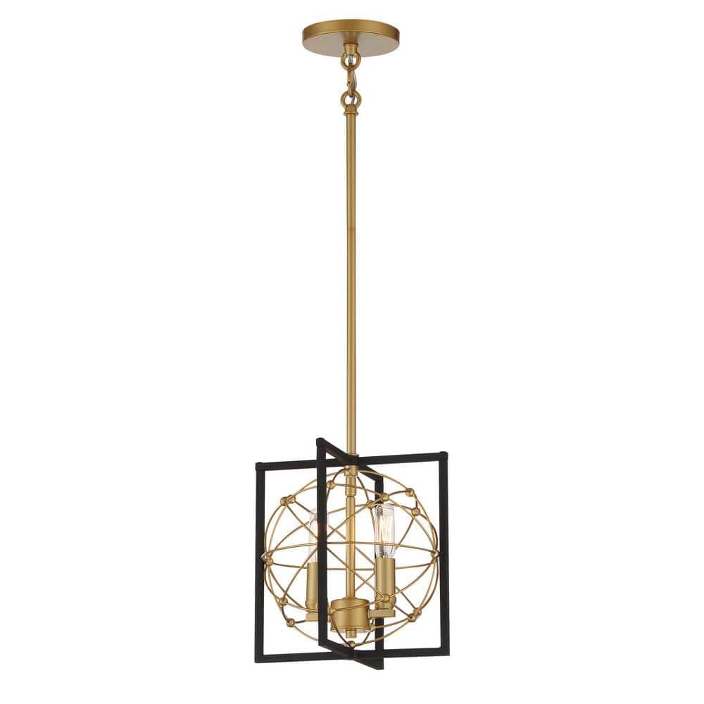 Titans Trace 2-Light Mini Pendant in Sand Coal and Honey Gold