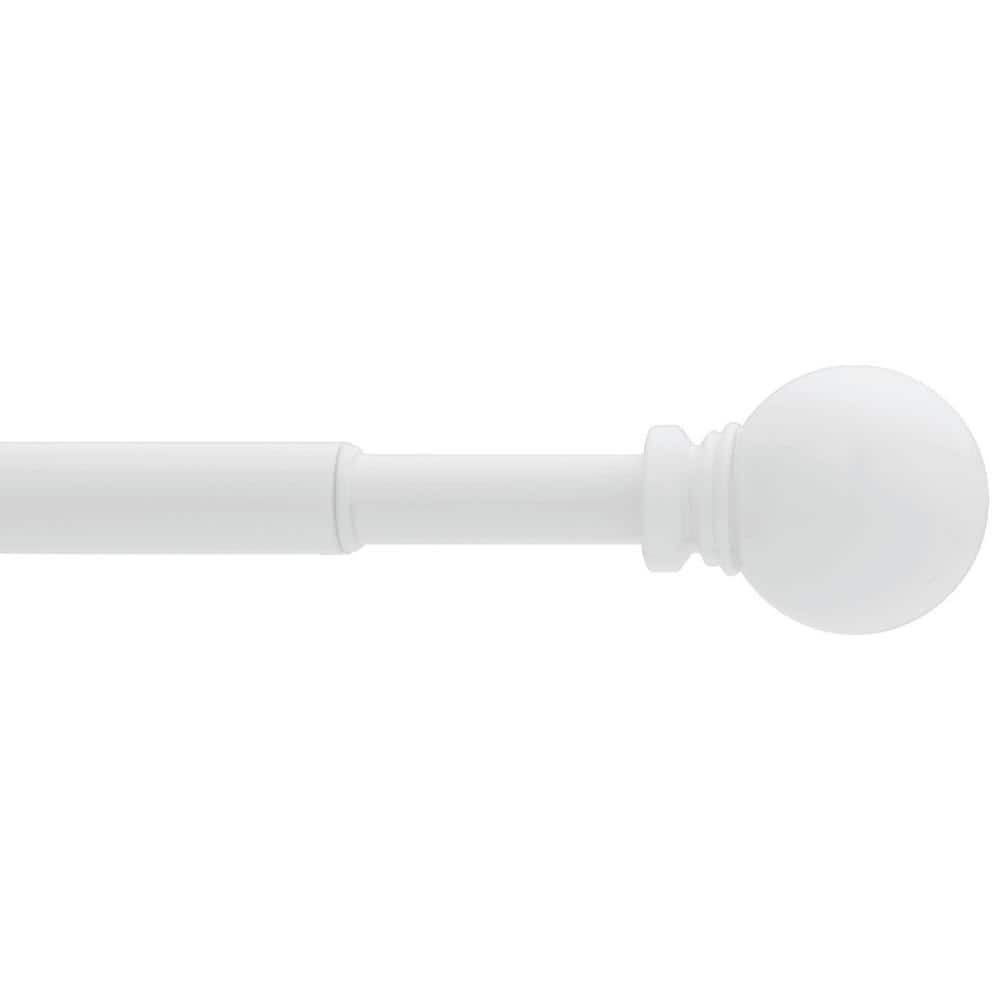 White Adjustable Metal Curtain Rod Set with Ball Finials