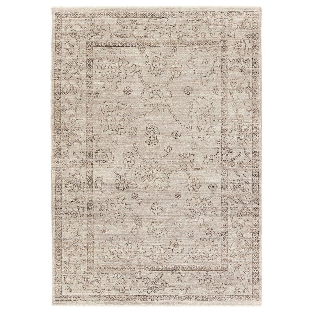 Camille Gray and Taupe Floral Synthetic 8' x 10' Area Rug