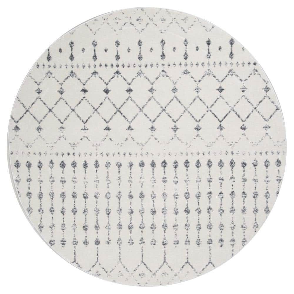 Handmade Geometric Round Synthetic Gray Rug - 6 ft