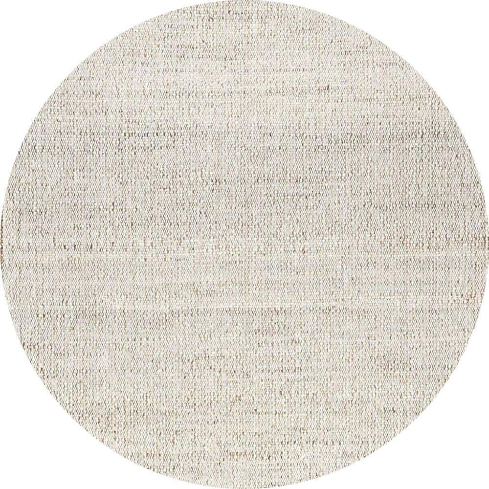 Handwoven Natural Jute & Cotton 4' Round Area Rug