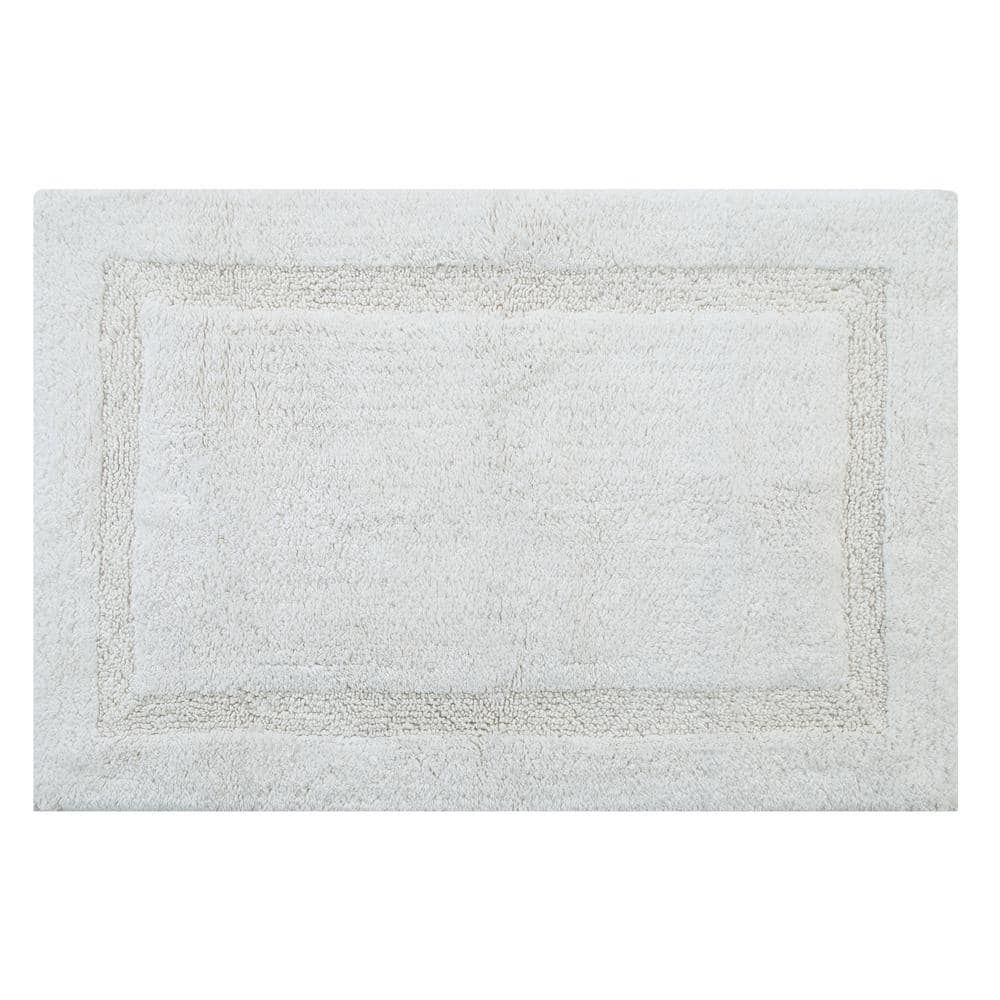 White Cotton Tufted Bath Rug with Latex Backing