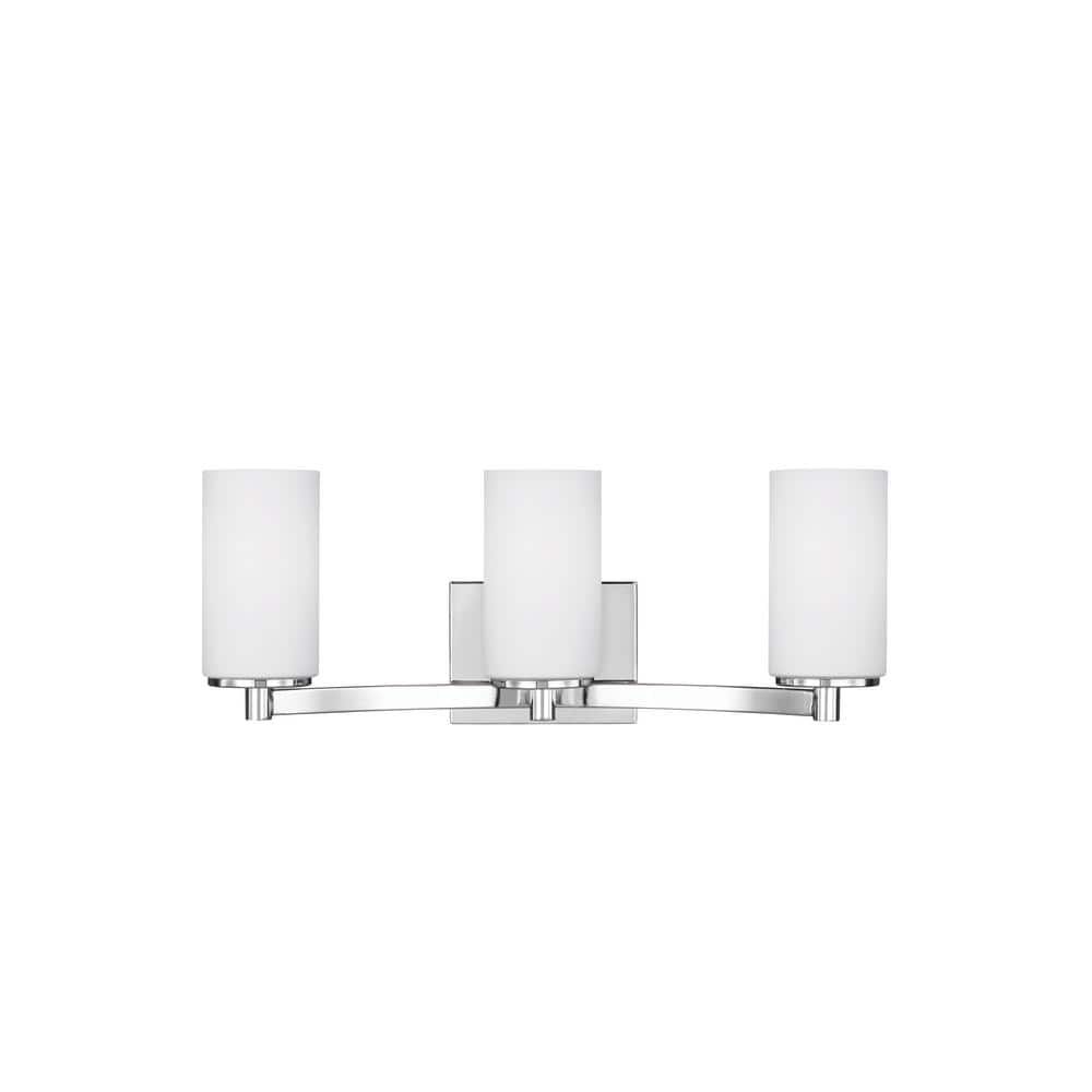 Chrome 3-Light Vanity with Etched Glass Shades