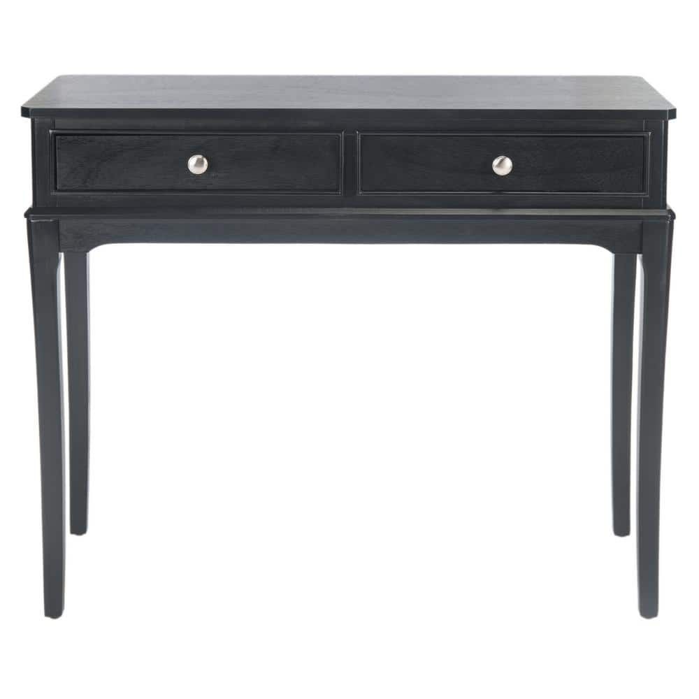 Opal 39'' Rich Black Wood and Metal Console Table with Storage