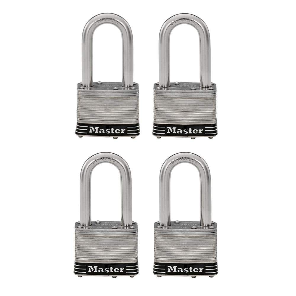 Stainless Steel Weatherproof Outdoor Padlock Set, 1-3/4 in. Wide, 4 Pack